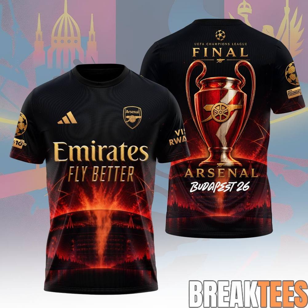 Arsenal UCL Budapest Final 2026 - Adult & Kids T-Shirts, Sweatshirts & Hoodies apparel design preview 1