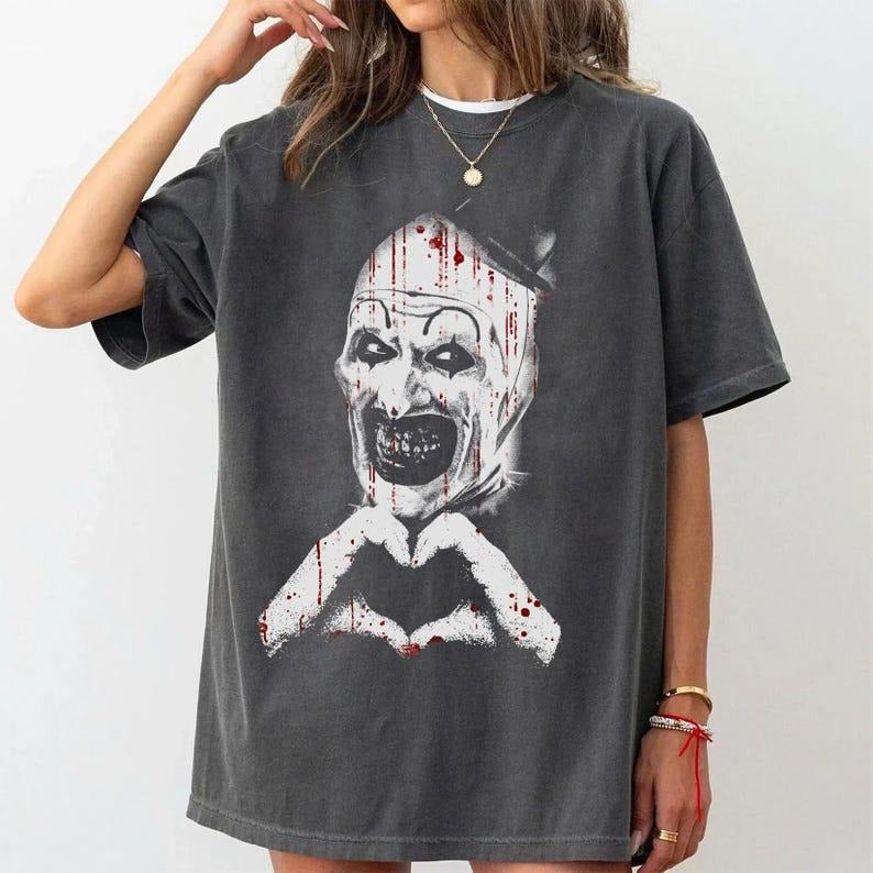 Art Clown Terrifier Scary Horror Creepy Heart Hands - Adult & Kids T-Shirts, Sweatshirts & Hoodies apparel design preview 1