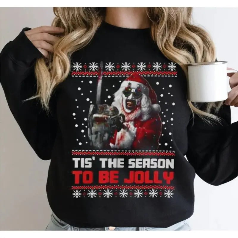Art Clown Tis' Season Be Jolly Terrifier Funny Santa - Adult & Kids T-Shirts, Sweatshirts & Hoodies apparel design preview 1