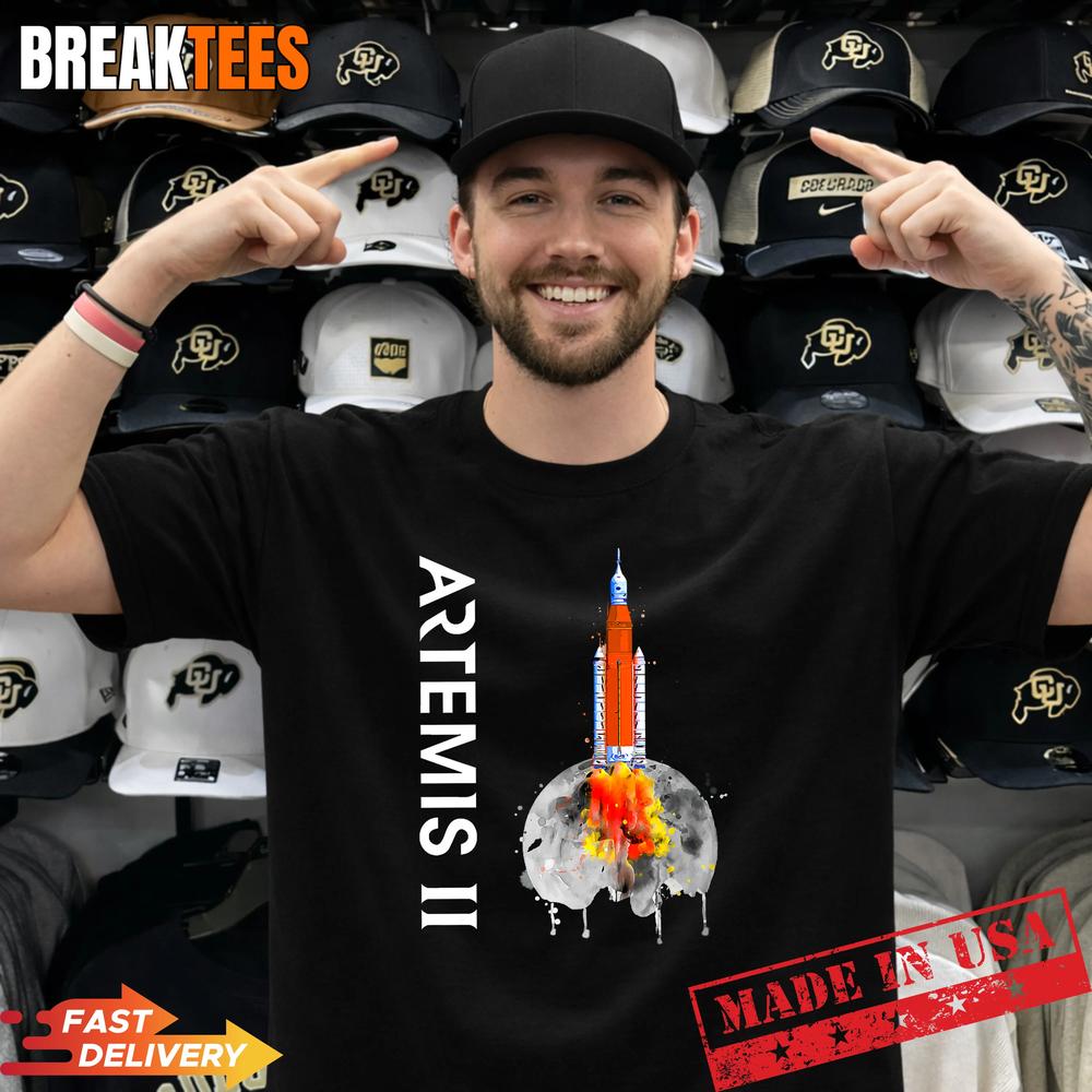 Artemis 2 SLS Rocket Launch Mission To The Moon And - Adult & Kids T-Shirts, Sweatshirts & Hoodies apparel design preview 1