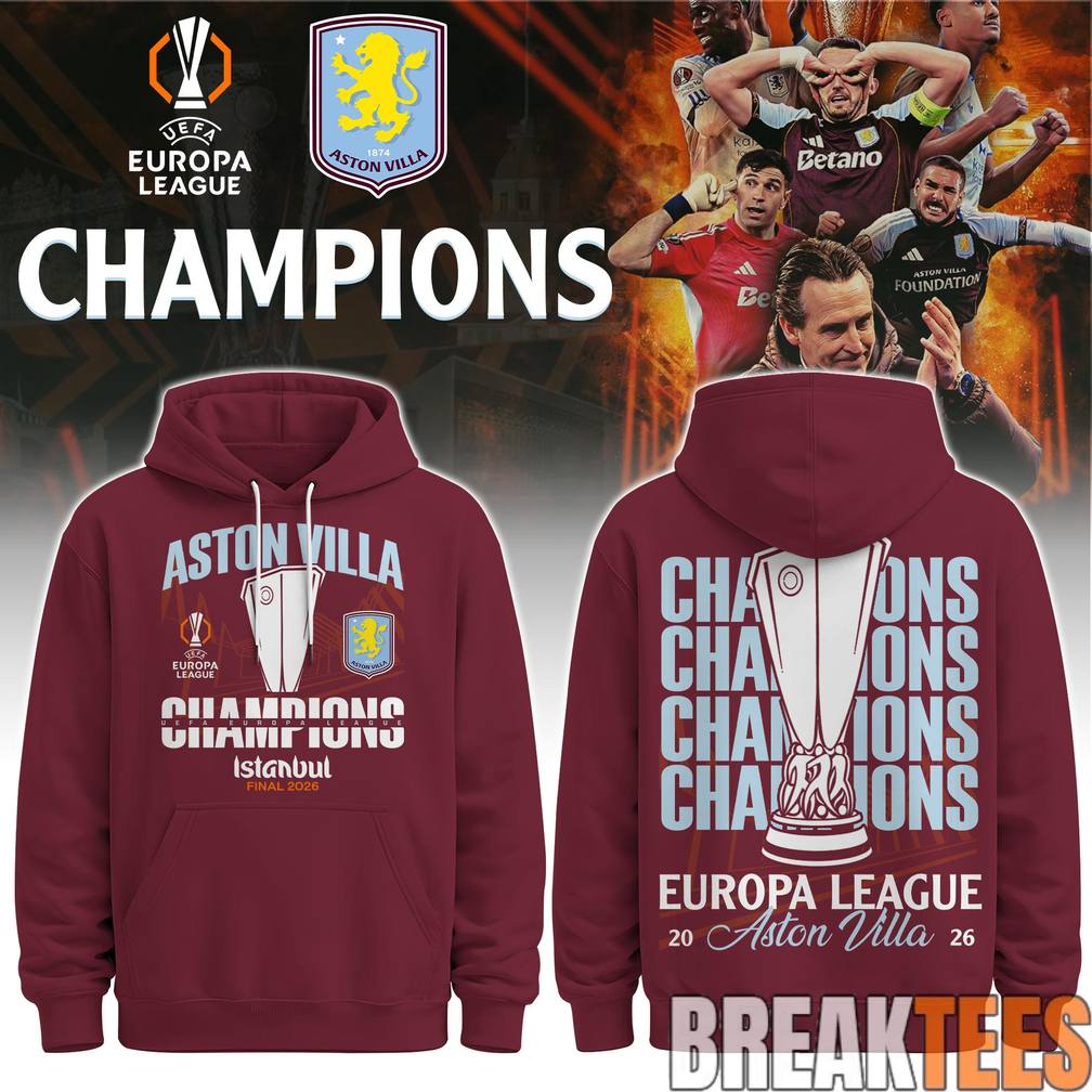 Aston Villa Europa League Champions 2026 - Adult & Kids T-Shirts, Sweatshirts & Hoodies apparel design preview 1