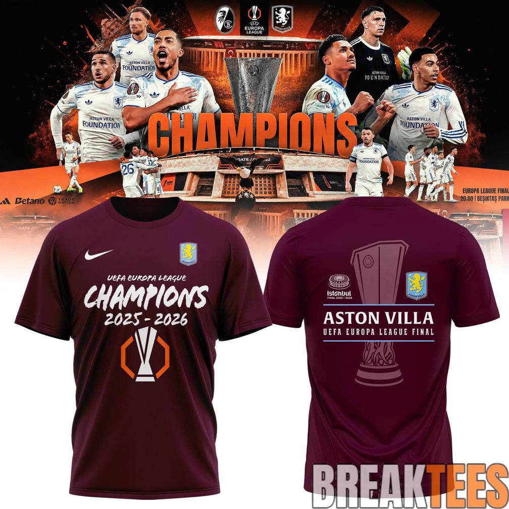 Aston Villa UEFA Europa League Champions 2025-2026 - Adult & Kids T-Shirts, Sweatshirts & Hoodies apparel design preview 1
