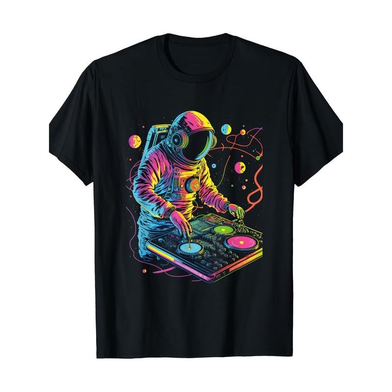 Astronaut DJ DJing Space EDM Cool Made USA - Adult & Kids T-Shirts, Sweatshirts & Hoodies apparel design preview 1