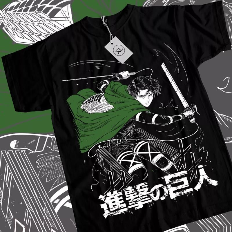 Attack Titan Anime Levi Shingeki No Kyojin Manga - Adult & Kids T-Shirts, Sweatshirts & Hoodies apparel design preview 1