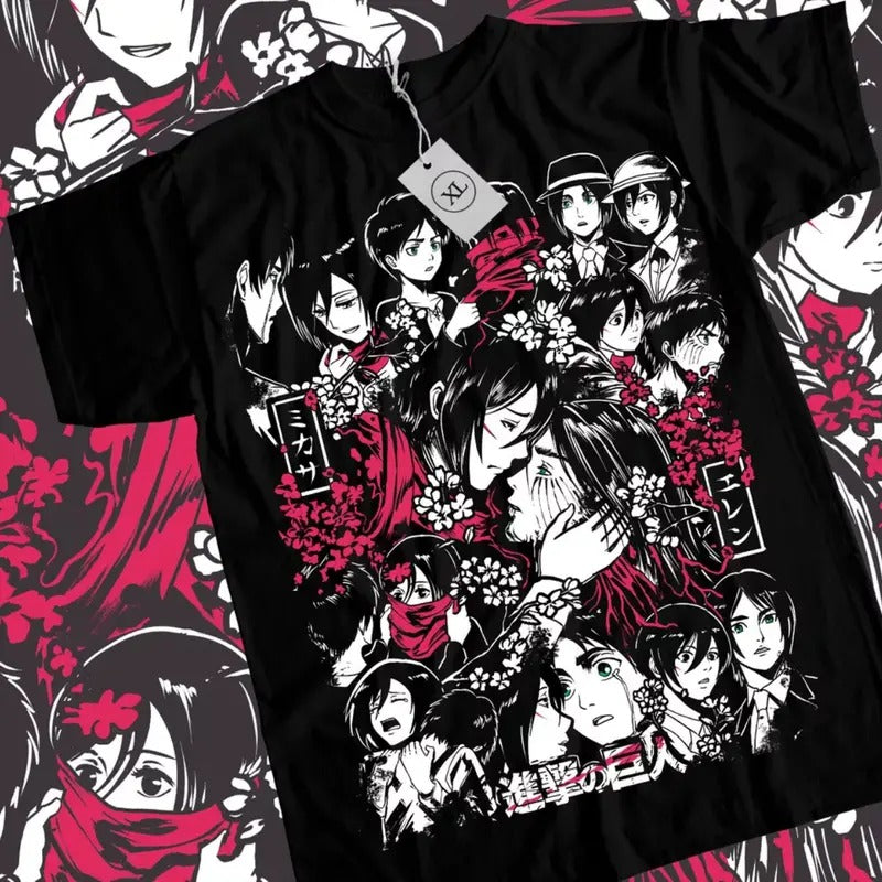 Attack Titan Eren Mikasa Memory Anime Manga Lover - Adult & Kids T-Shirts, Sweatshirts & Hoodies apparel design preview 1