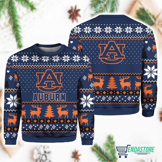 Auburn Tiger Christmas Personalized 3D Ugly Christmas Sweater - Holiday Gift product image