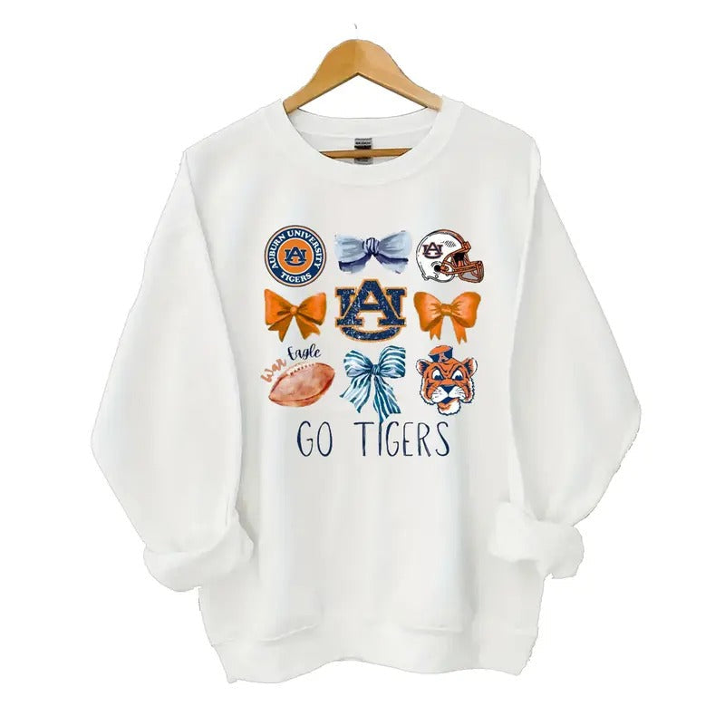 Auburn Tigers Coquette Football White Classic Cotton - Adult & Kids T-Shirts, Sweatshirts & Hoodies apparel design preview 1