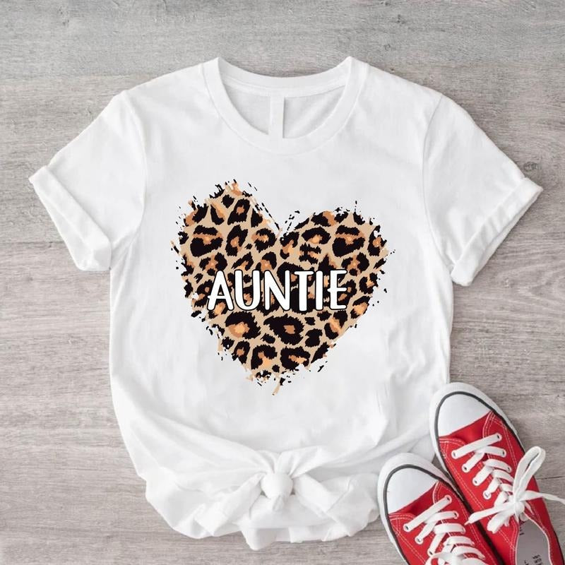 Auntie Leopard Heart New Aunt Tia Sister Be Pregnancy - Adult & Kids T-Shirts, Sweatshirts & Hoodies apparel design preview 1