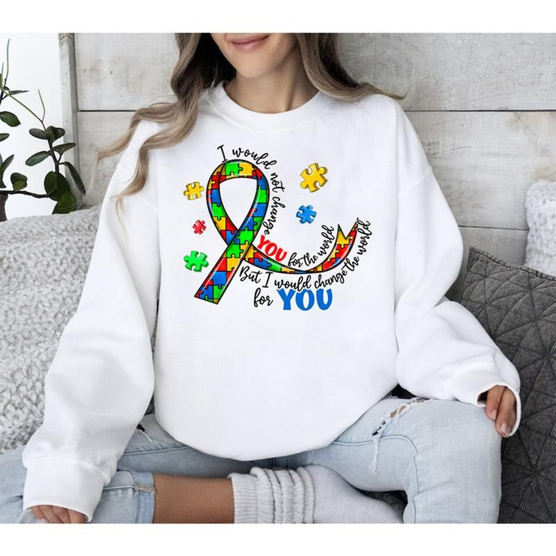 Autism Awareness Be Kind I Would Not Change You World - Adult & Kids T-Shirts, Sweatshirts & Hoodies apparel design preview 1