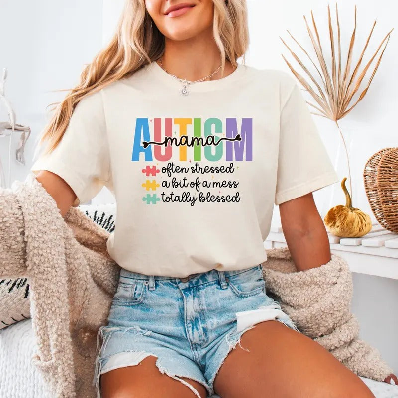 Autism Mama Proud Mom Acceptance Awareness Support - Adult & Kids T-Shirts, Sweatshirts & Hoodies apparel design preview 1