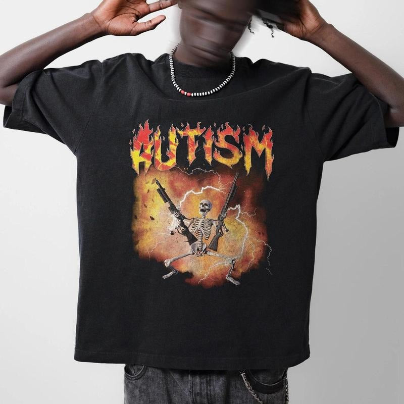 Autistic Funny Skeleton Autism Edgy Meme Oddly - Adult & Kids T-Shirts, Sweatshirts & Hoodies apparel design preview 1
