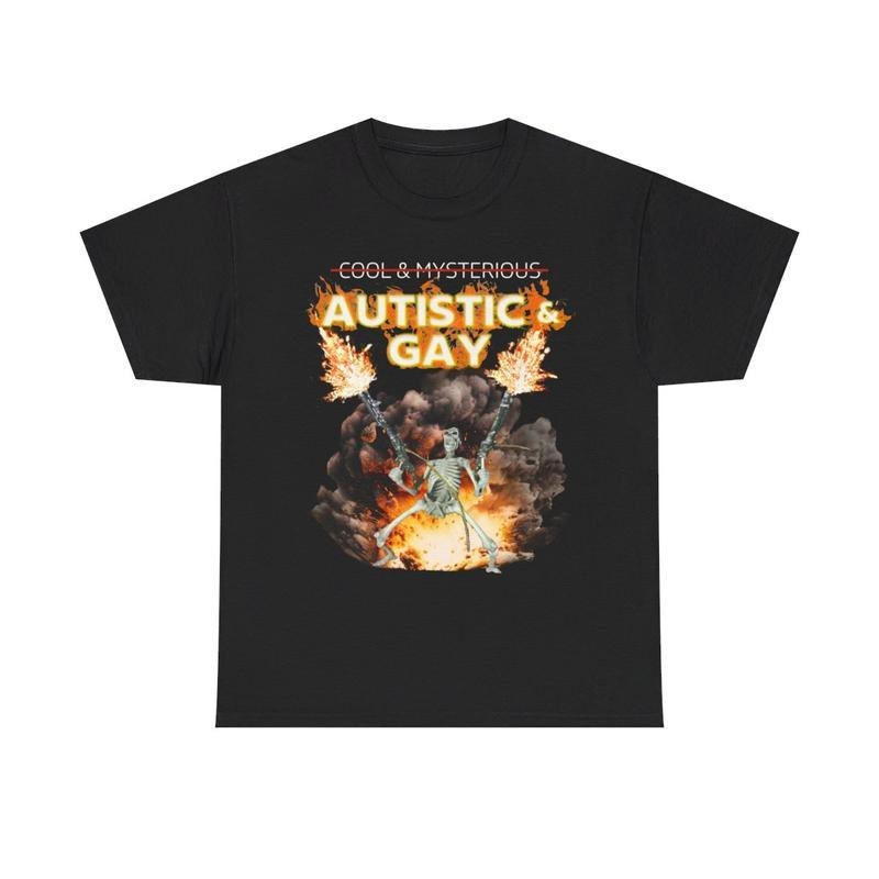 Autistic Gay Skeleton Unhinged Cursed Autism Meme - Adult & Kids T-Shirts, Sweatshirts & Hoodies apparel design preview 1