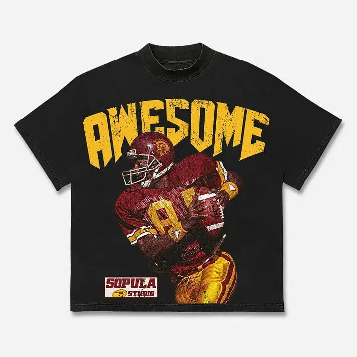Awesome Rugby Player Print Cotton Casual Short Sleeve - Adult & Kids T-Shirts, Sweatshirts & Hoodies apparel design preview 1