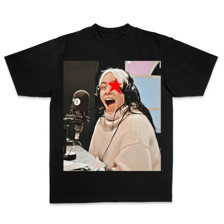 BBillieeee Eilishhh Photo Funny Star Red Rnb - Adult & Kids T-Shirts, Sweatshirts & Hoodies apparel design preview 1