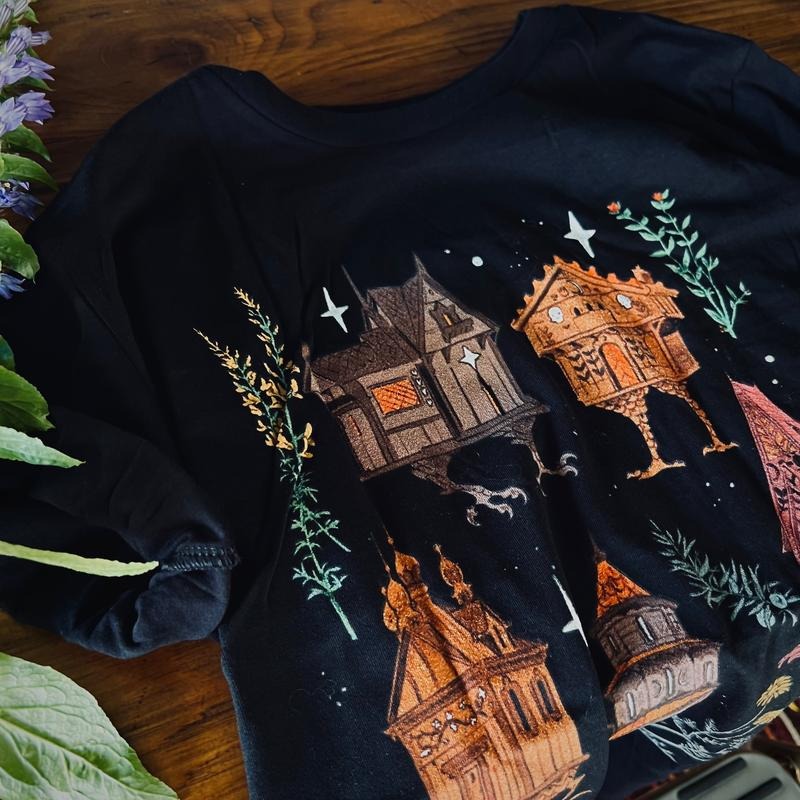 Baba Yaga Houses Black - Adult & Kids T-Shirts, Sweatshirts & Hoodies apparel design preview 1