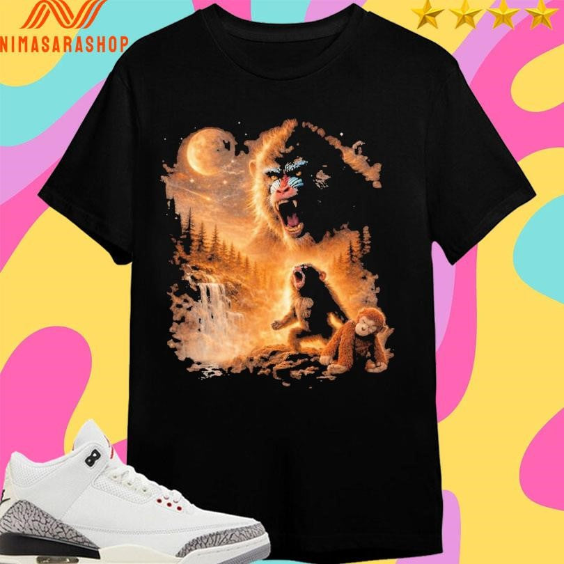 Baby Monkey Howling Moon Graphic 2026 - Adult & Kids T-Shirts, Sweatshirts & Hoodies apparel design preview 1