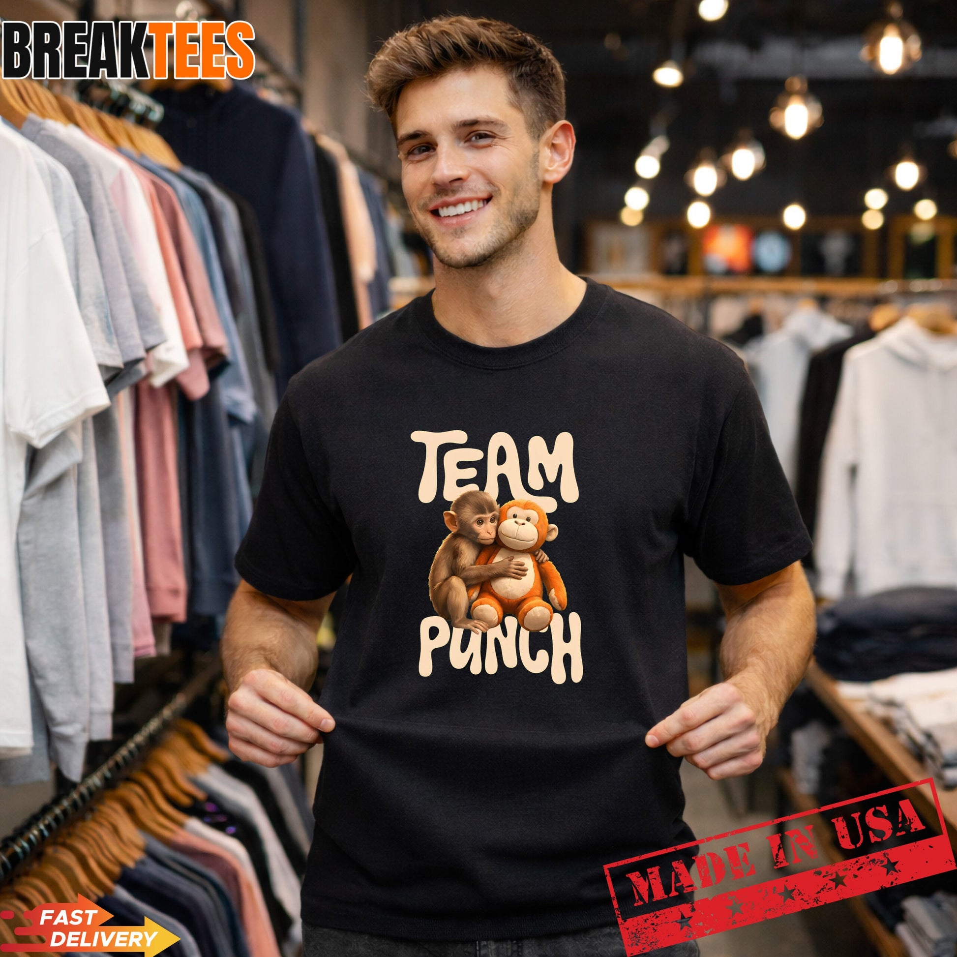 Baby Monkey Punch Team Cute Meme Animal Graphic Fan - Adult & Kids T-Shirts, Sweatshirts & Hoodies apparel design preview 1