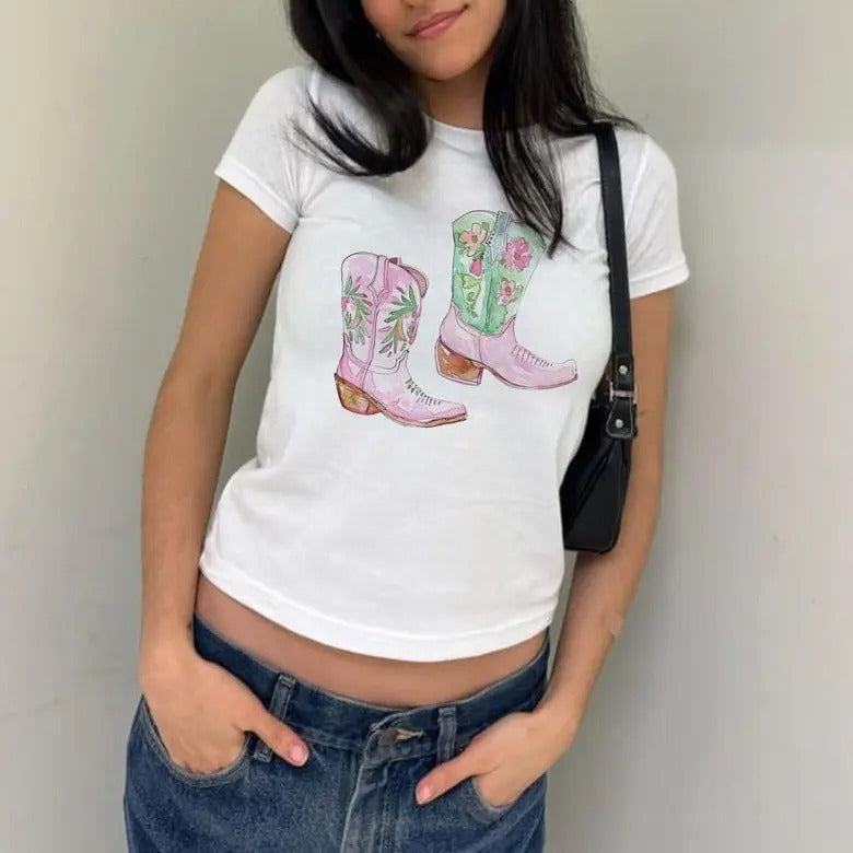 Baby Cowboy Western Cowgirl Boots Yee Haw Y2k Vintage - Adult & Kids T-Shirts, Sweatshirts & Hoodies apparel design preview 1