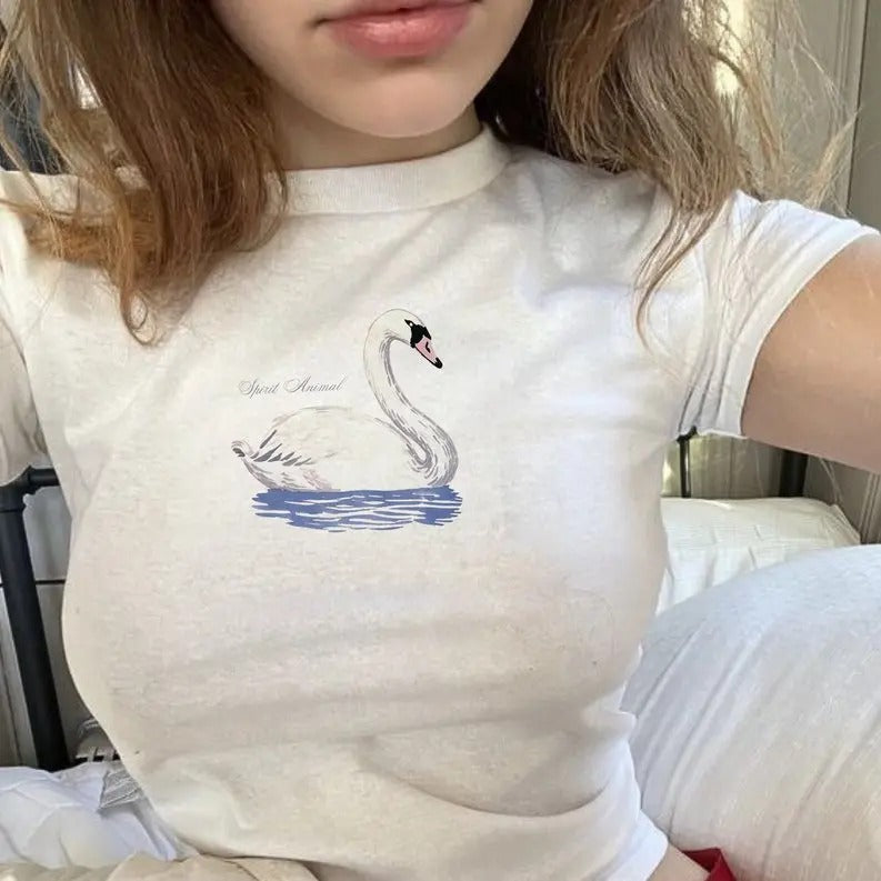 Baby Her Cute Swan Vintage Coquette - Adult & Kids T-Shirts, Sweatshirts & Hoodies apparel design preview 1