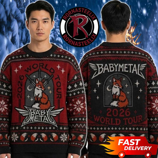Babymetal World Tour North America Santa Claus Fox Christmas Babymetal Ugly Christmas Sweater - Holiday Gift product image