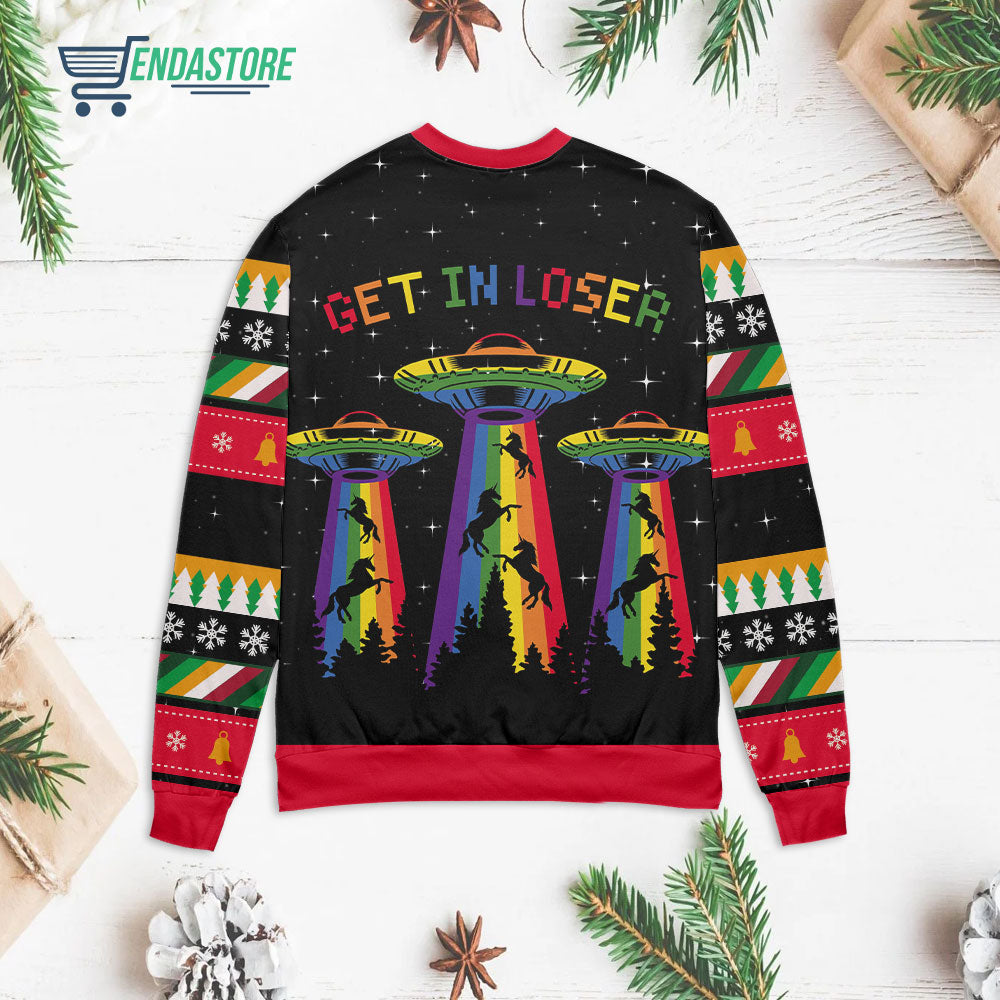 LGBT Alien get in loser 3D Christmas Sweater - Holiday Gift product image 2