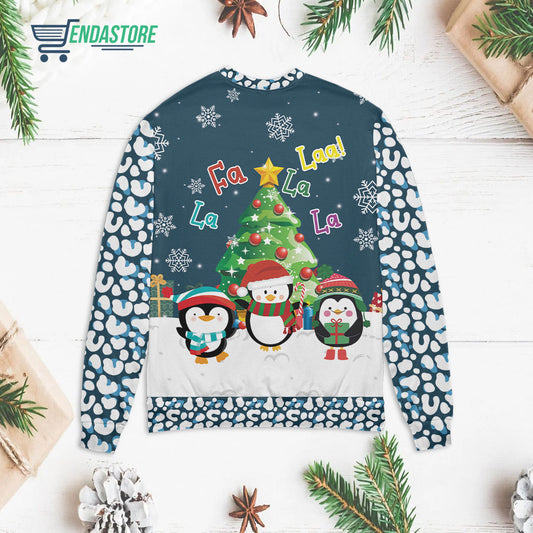 Warm penguins in winter fa la la la la 3D Christmas Sweater - Holiday Gift product image 2
