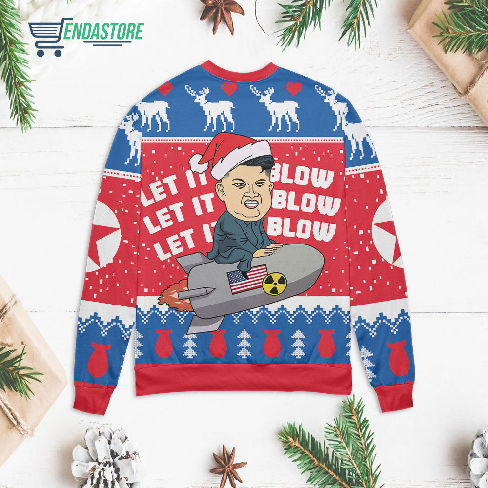 Let it blow Kim Jong Un 3D Christmas Sweater - Holiday Gift product image 2
