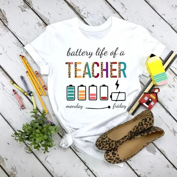 Back School Battery Life Teacher Inspirational - Adult & Kids T-Shirts, Sweatshirts & Hoodies apparel design preview 1