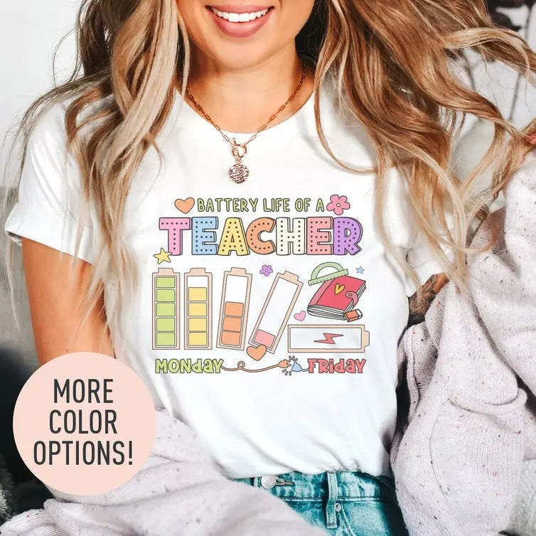 Back School Battery Life Teacher Appreciation - Adult & Kids T-Shirts, Sweatshirts & Hoodies apparel design preview 1