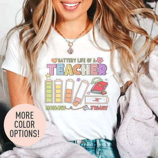 Back School Battery Life Teacher Appreciation - Adult & Kids T-Shirts, Sweatshirts & Hoodies apparel design preview 1