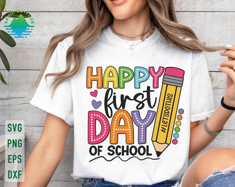 Back School Happy First Day 1st Hello - Adult & Kids T-Shirts, Sweatshirts & Hoodies apparel design preview 1