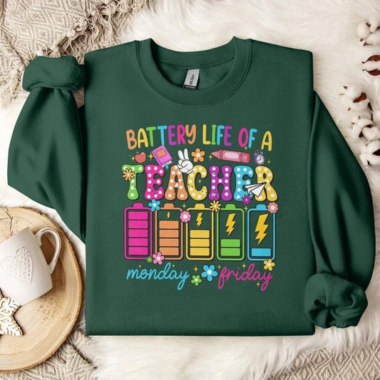 Back School Tour Retro Kindergarten First Day Battery - Adult & Kids T-Shirts, Sweatshirts & Hoodies apparel design preview 1