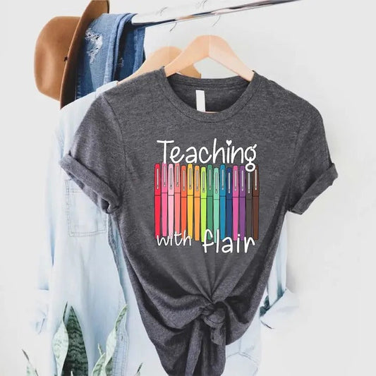 Back School First Day Funny Teacher Teaching Flair - Adult & Kids T-Shirts, Sweatshirts & Hoodies apparel design preview 1