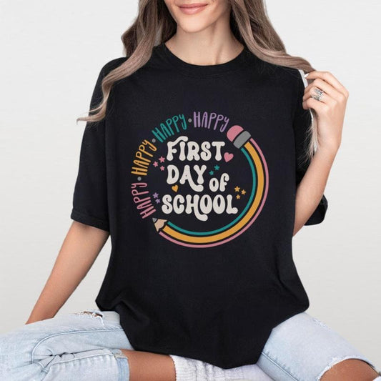 Back School Teachers Groovy Pencil Teacher Happy - Adult & Kids T-Shirts, Sweatshirts & Hoodies apparel design preview 1