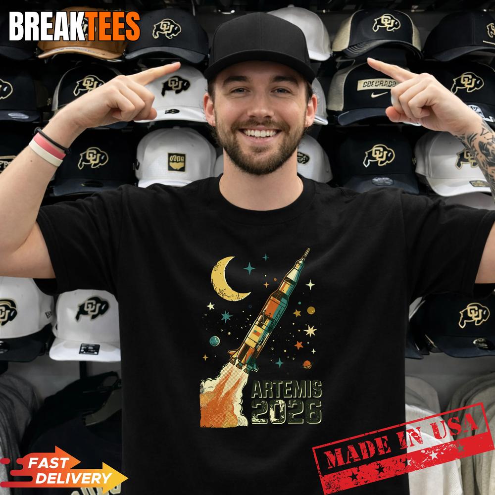 Back to The Moon Artemis II Lunar Mission 2026 Rocket - Adult & Kids T-Shirts, Sweatshirts & Hoodies apparel design preview 1