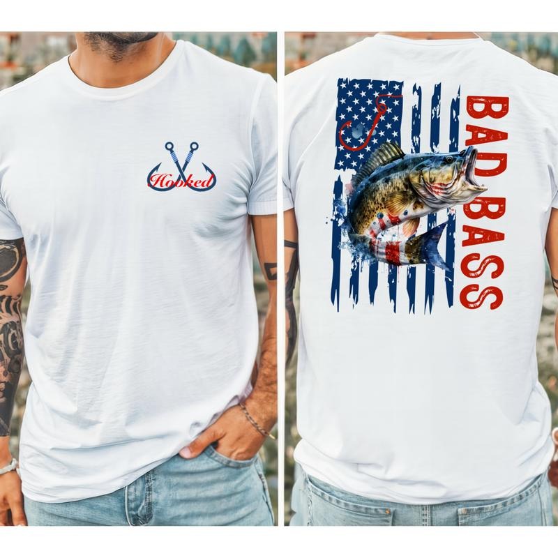 Bad Bass American Flag Cotton Material - Adult & Kids T-Shirts, Sweatshirts & Hoodies apparel design preview 1