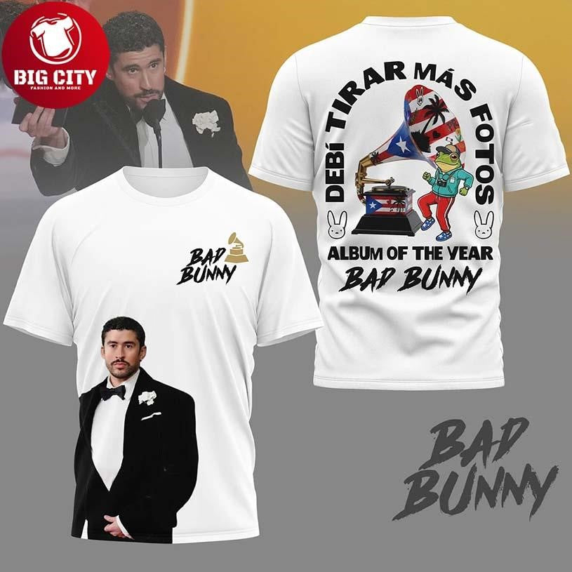 Bad Bunny Grammys Debi Tirar Mas Fotos Two Sided - Adult & Kids T-Shirts, Sweatshirts & Hoodies apparel design preview 1