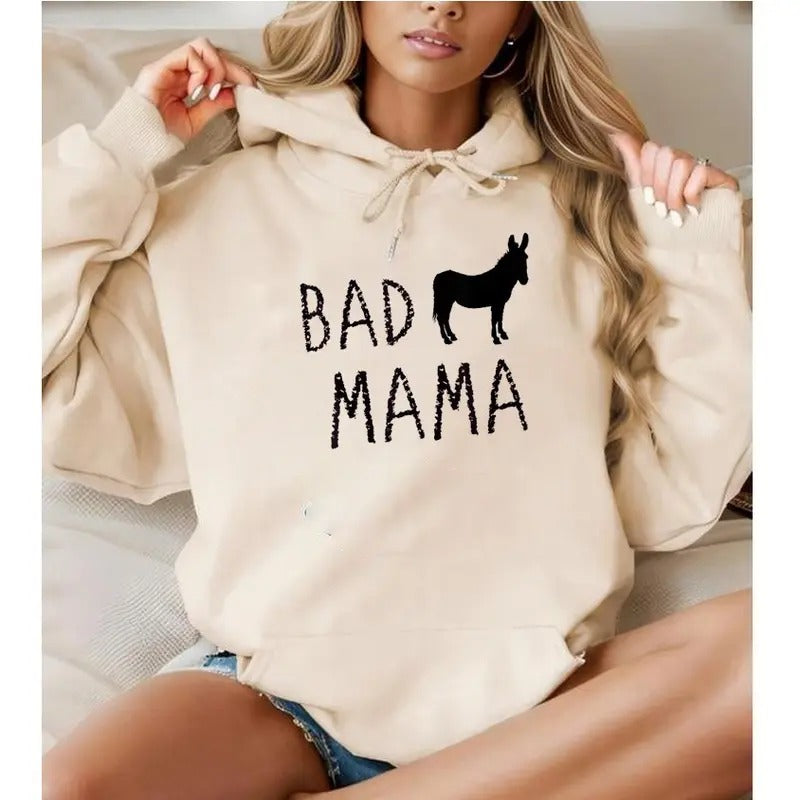 Bad Mama Mum Funny Casual Street Fleece Fabric Hooded - Adult & Kids T-Shirts, Sweatshirts & Hoodies apparel design preview 1