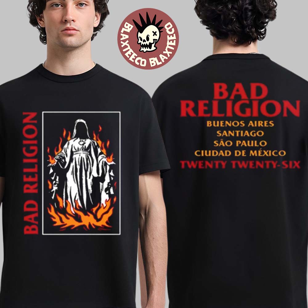 Bad Religion Latin America 2026 Tour Merch Burn - Adult & Kids T-Shirts, Sweatshirts & Hoodies apparel design preview 1