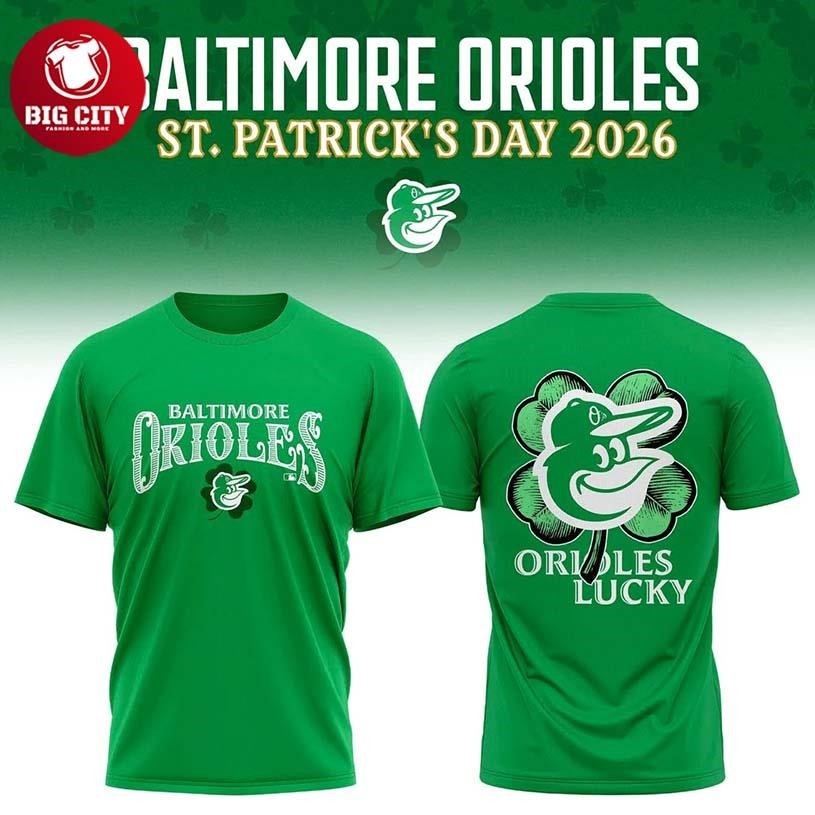 Baltimore Orioles 2026 St Patrick Day Two Sided - Adult & Kids T-Shirts, Sweatshirts & Hoodies apparel design preview 1