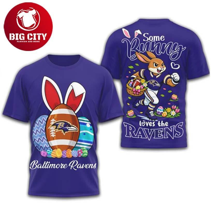 Baltimore Ravens Some Bunny Loves The Easter Football - Adult & Kids T-Shirts, Sweatshirts & Hoodies apparel design preview 1