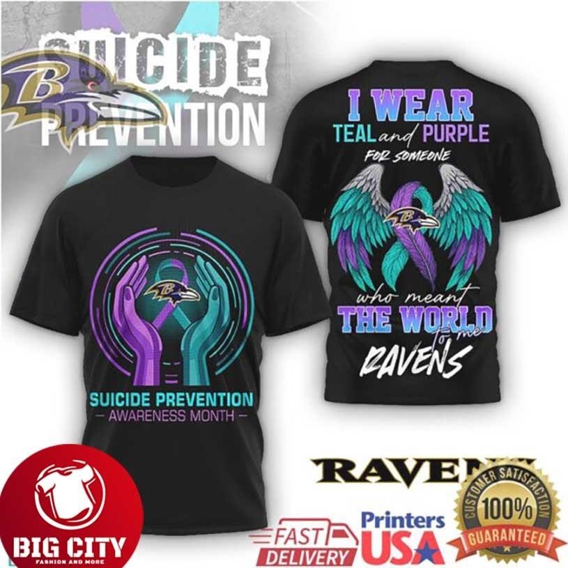 Baltimore Ravens Suicide Prevention Awareness Teal - Adult & Kids T-Shirts, Sweatshirts & Hoodies apparel design preview 1