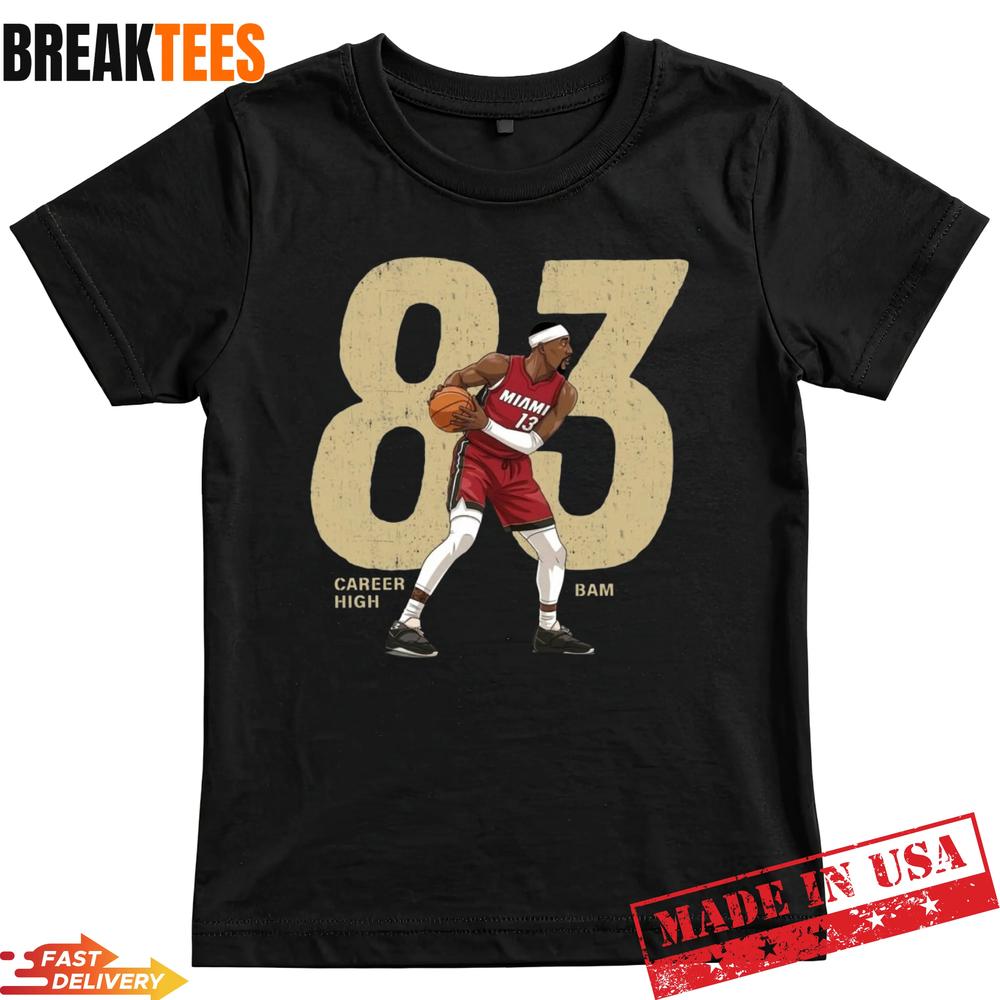 Bam Adebayo #13 Career High 83 Miami Basketball - Adult & Kids T-Shirts, Sweatshirts & Hoodies apparel design preview 1
