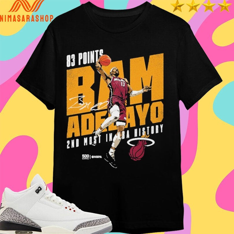Bam Adebayo Miami Heat 83 Points 2nd Most In Nba - Adult & Kids T-Shirts, Sweatshirts & Hoodies apparel design preview 1