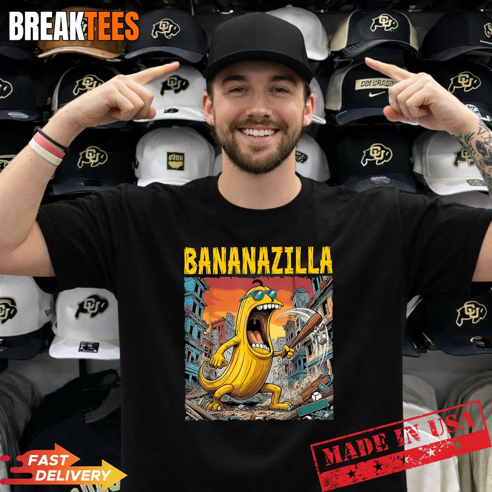 Bananazilla Banana Kaiju Monster Japanese Baseball - Adult & Kids T-Shirts, Sweatshirts & Hoodies apparel design preview 1