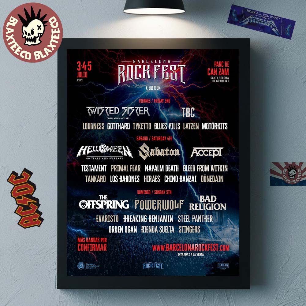 Barcelona Rock Fest 2026 Full Lineup At Parc de Can - Adult & Kids T-Shirts, Sweatshirts & Hoodies apparel design preview 1