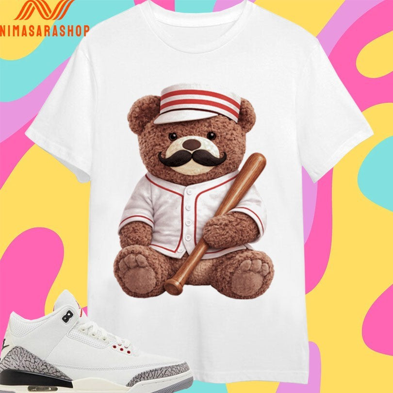 Baseball Bear Mustache - Adult & Kids T-Shirts, Sweatshirts & Hoodies apparel design preview 1
