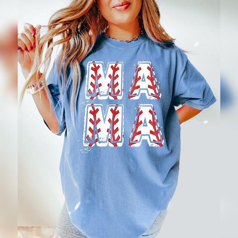Baseball MAMA Her Cotton Loose Fabric Fit Top - Adult & Kids T-Shirts, Sweatshirts & Hoodies apparel design preview 1