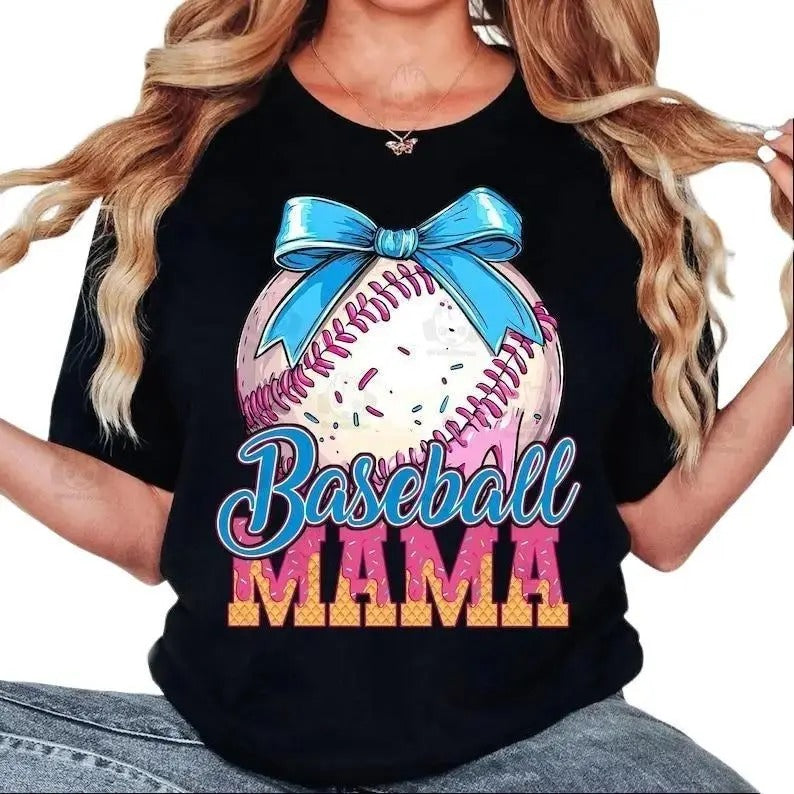 Baseball Mama Drip Ice Cream Season Game Day Mom - Adult & Kids T-Shirts, Sweatshirts & Hoodies apparel design preview 1