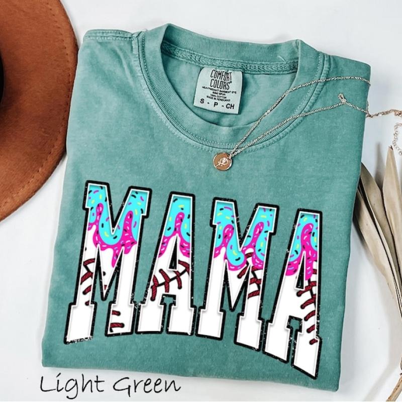 Baseball Mama Drip Mom Dripping Ice Cream - Adult & Kids T-Shirts, Sweatshirts & Hoodies apparel design preview 1